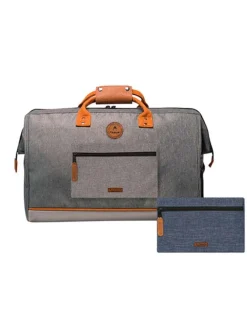 Sac gris clair uni zippé avec une petite poche avant et patch du logo iconique