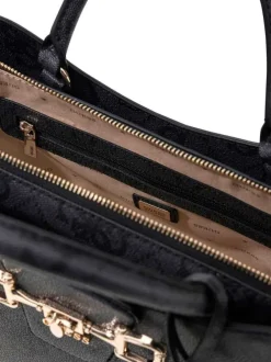 Sac à main anthracite à fermeture zippée orné d'un motif monogramme