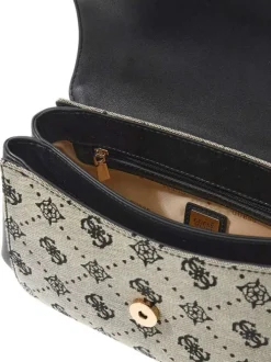 Sac à main beige pourvu d'une bandoulière amovible avec chaînes dorées