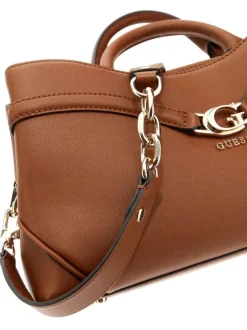 Sac à main camel uni avec une bandoulière plate amovible et des anses rondes