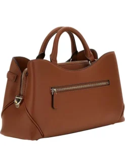 Sac à main camel uni avec une bandoulière plate amovible et des anses rondes
