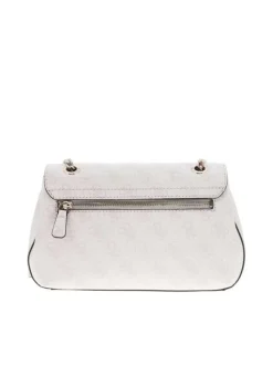 Sac à main écru avec motif monogrammes et chaînette coulissante