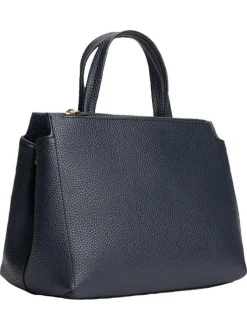 Sac à main marine aspect grainé pourvu d'une bandoulière amovible