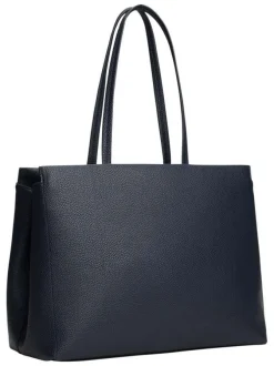 Sac à main marine aspect grainé pourvu d'une fermeture à pression dorée