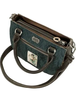 Sac à main marron à bandoulière amovible orné d'un motif effet aquarelle