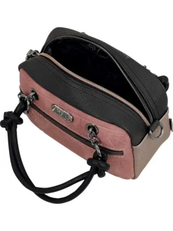 Sac à main multicolore pourvu de motifs exclusifs et d'une bandoulière amovible