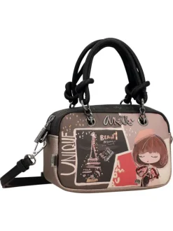 Sac à main multicolore pourvu de motifs exclusifs et d'une bandoulière amovible