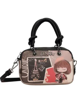 Sac à main multicolore pourvu de motifs exclusifs et d'une bandoulière amovible