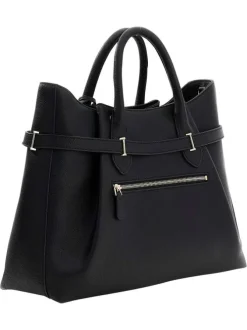 Sac à main noir aspect grainé pourvu d'une bandoulière amovible et réglable