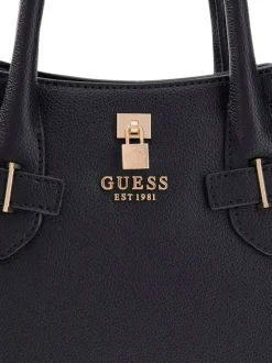 Sac à main noir aspect grainé pourvu d'une bandoulière amovible et réglable