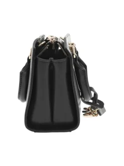 Sac à main noir avec détails dorés et bandoulière réglable et amovible