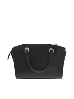 Sac à main noir avec détails dorés et bandoulière réglable et amovible