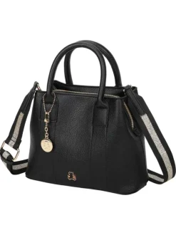 Sac à main noir effet grainé avec bandoulière amovible et détails dorés