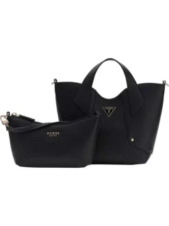 Sac à main noir en maille grainée pourvu d'un deuxième sac amovible