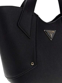 Sac à main noir en maille grainée pourvu d'un deuxième sac amovible