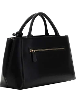 Sac à main noir en maille lisse pourvu d'une bandoulière amovible