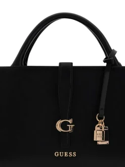 Sac à main noir en maille lisse pourvu d'une bandoulière amovible