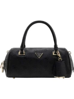 Sac à main noir forme bowling pourvu d'un motif monogramme embossé