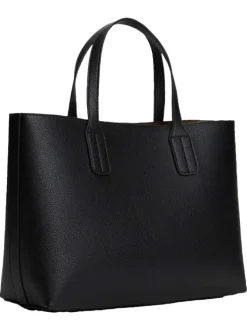 Sac à main noir pourvu d'une bandoulière amovible et d'un bouton à pression