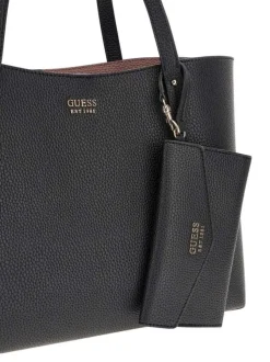 Sac à main noir pourvu d'un second sac et d'une pochette amovibles