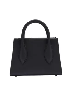 Sac à main noir texturé avec bandoulière, 1 poche zipée et logo chromé