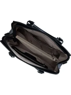 Sac à main noir uni avec 2 anses et une bandoulière réglable