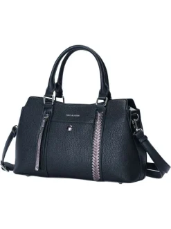 Sac à main noir uni avec 2 anses et une bandoulière réglable