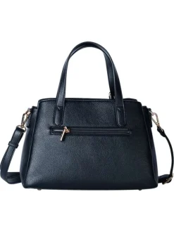 Sac à main noir uni muni de deux anses et d'une bandoulière
