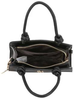 Sac à main noir uni pourvu du logo de la marque à l'avant et d'un porte-clés