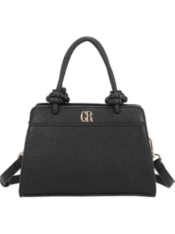 Sac à main noir uni pourvu du logo de la marque à l'avant et d'un porte-clés