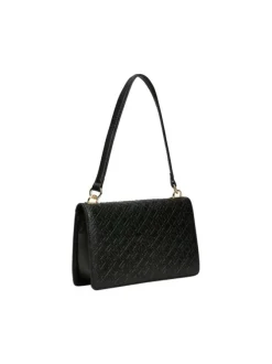 Sac à main porté à l'épaule noir uni avec une grande fermeture zippée