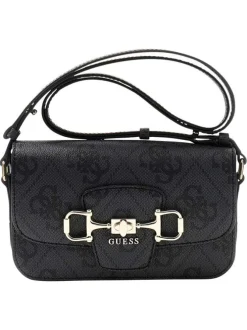 Sac à main à porté épaule anthracite orné d'un motif monogramme
