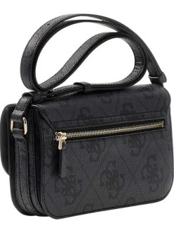 Sac à main à porté épaule anthracite orné d'un motif monogramme