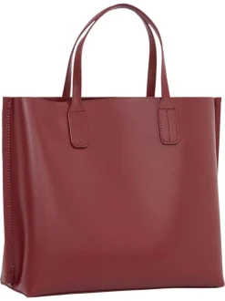 Sac à main porté épaule bordeaux uni avec bandoulière au nom de la marque
