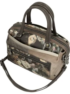 Sac à main porté épaule brun à bandoulière amovible orné de motifs exclusifs
