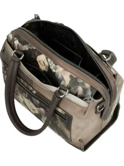 Sac à main porté épaule brun à bandoulière amovible orné de motifs exclusifs