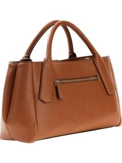 Sac à main porté épaule camel pourvu d'une anse amovible et réglable