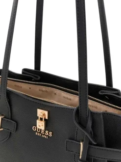 Sac à main porté épaule noir aspect grainé pourvu de fines anses plates