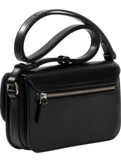 Sac à main à porté épaule noir en maille lisse avec logo de la marque