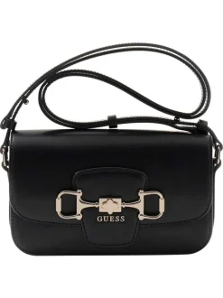 Sac à main à porté épaule noir en maille lisse avec logo de la marque