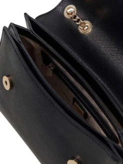 Sac à main porté épaule noir grainé pourvu d'une anse multipositions