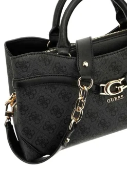 Sac à main porté épaule noir à imprimé monogramme avec une bandoulière amovible