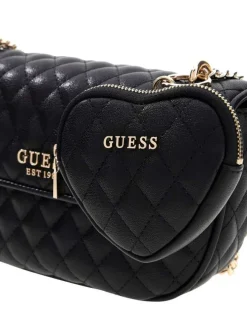 Sac à main porté épaule noir matelassé pourvu d'un porte-monnaie