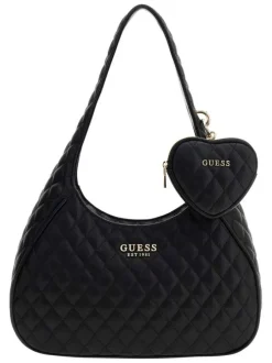 Sac à main porté épaule noir matelassé pourvu d'un porte-monnaie