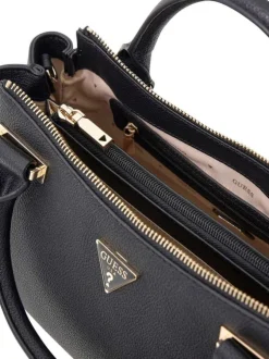 Sac à main porté épaule noir pourvu d'une anse amovible et réglable