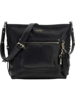 Sac à main porté épaule noir pourvu d'une anse plate amovible et réglable