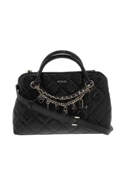 Sac à main à porté épaule noir pourvu d'une bandoulière amovible et réglable