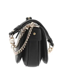Sac à main porté épaule noir uni avec fermeture zippée et logo de la marque