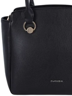 Sac à main porté épaule noir uni en simili-cuir avec fermeture zippée