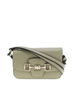 Sac à main à porté épaule vert en maille lisse avec logo de la marque